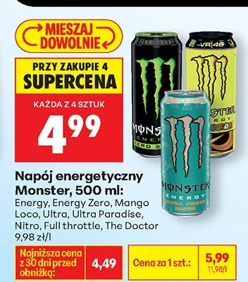 Napój energetyczny, różne rodzaje promocja w Biedronka