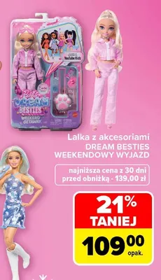 Lalka z akcesoriami Dream Besties weekendowy wyjazd Barbie promocja w Carrefour