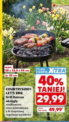 Grill Kansas okrągły COUNTRYSIDE LET'S BBQ promocja w Kaufland