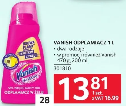 Odplamiacz Vanish 1l promocja w Selgros