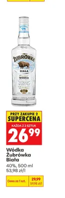 Wódka Żubrówka Biała 40% promocja w Biedronka