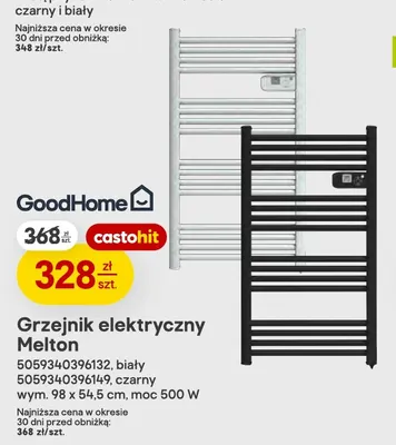 Grzejnik elektryczny GoodHome Melton biały 98x54,5 cm 500W promocja w Castorama