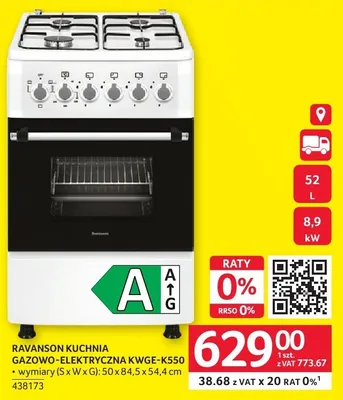 Kuchnia gazowo-elektryczna RAVANSON KWGE-K550 promocja w Selgros