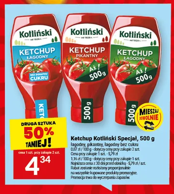 Ketchup łagodny bez cukru Kotliński Specjał promocja w Twój Market