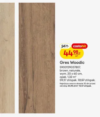 Płytka Gres Woodic brown, naturale promocja w Castorama