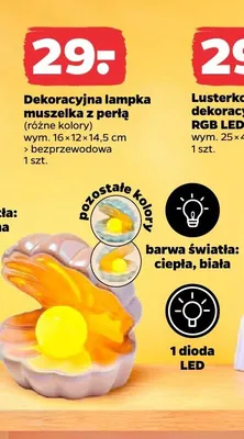 Dekoracyjna lampka muszelka z perłą promocja w Netto