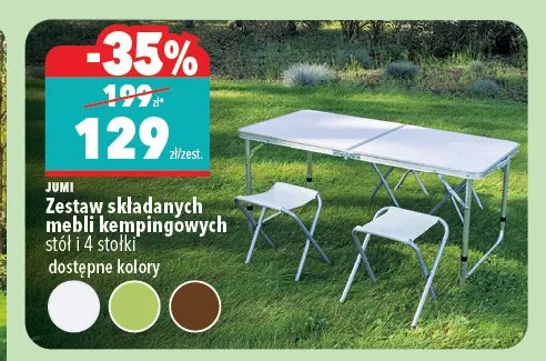 Zestaw składanych mebli kempingowych JUMI stół i 4 stołki promocja w Biedronka Home