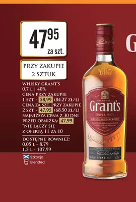 Whisky Grant's Triple Wood promocja w Dino
