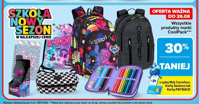 Plecak szkolny Stitch CoolPack promocja w Carrefour