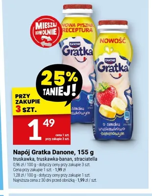 Napój Gratka Danone truskawka promocja w Twój Market