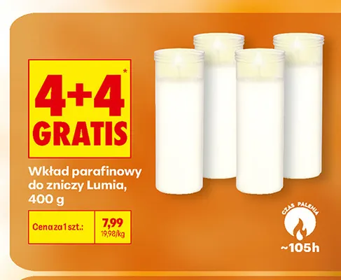 Wkład parafinowy do zniczy Lumia promocja w Biedronka