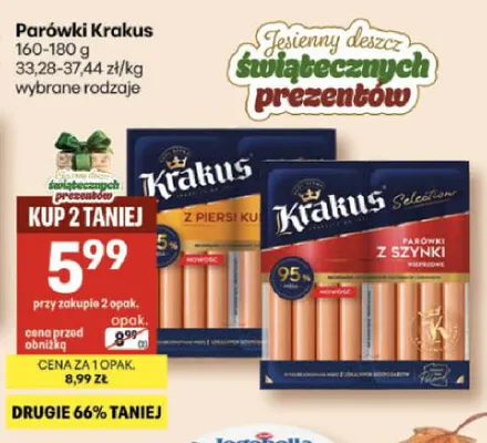 Parówki Krakus promocja w Delikatesy Centrum