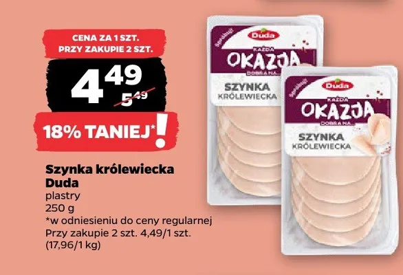 Szynka królewiecka plastry Duda promocja w Netto