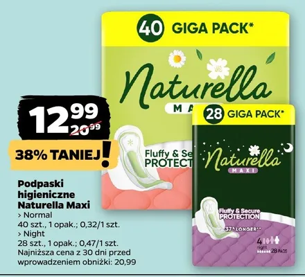 Podpaski higieniczne Naturella Maxi Giga Pack promocja w Netto