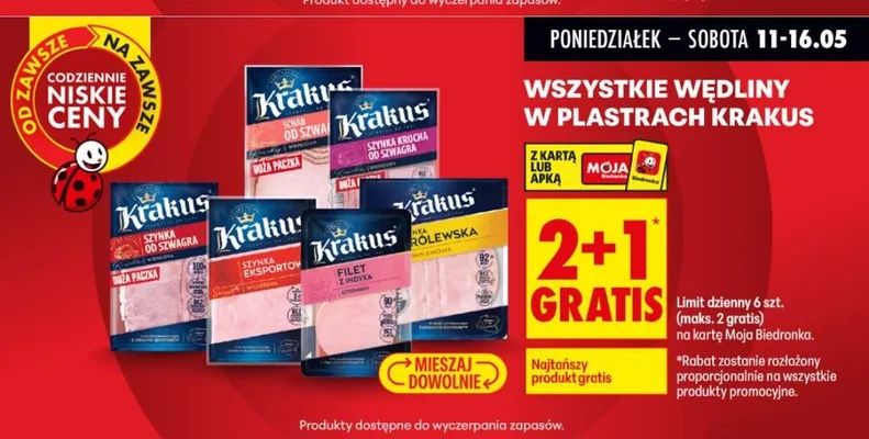 Wędliny w plastrach Krakus promocja w Biedronka