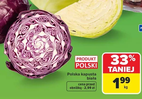Polska kapusta biała promocja w Carrefour