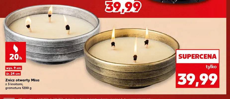 Znicz otwarty Misa z 3 knotami promocja w Kaufland