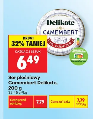 Ser pleśniowy Camembert Delikate promocja w Biedronka