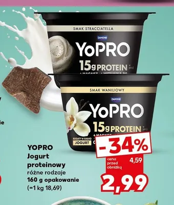 Jogurt proteinowy YoPRO smak stracciatella promocja w Kaufland