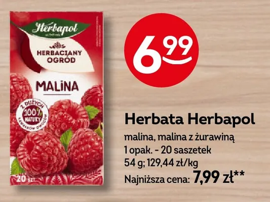 Herbata Herbapol malina z żurawiną promocja w Żabka