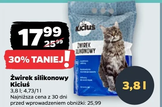 Żwirek silikonowy Kiciuś promocja w Netto