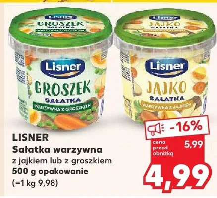 Sałatka warzywna z jajkiem lub z groszkiem promocja w Kaufland