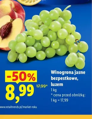 Winogrona jasne bezpestkowe promocja w Lidl