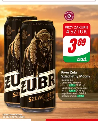 Piwo Żubr Szlachetny Mocny promocja w Dino