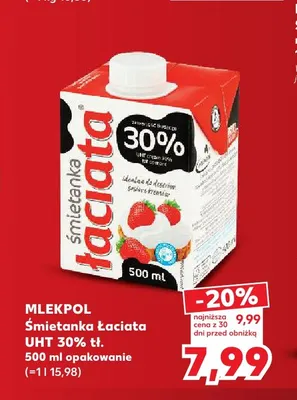 Śmietanka Łaciata UHT 30% promocja w Kaufland