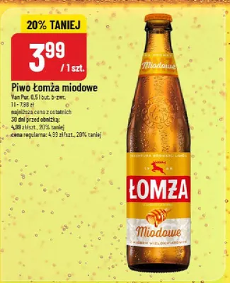 Piwo Łomża miodowe promocja w POLOmarket