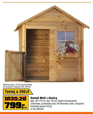Domek Mati z donicą wym. 126x112cm wys. 158cm drewno impregnowane ciśnieniowo promocja w OBI