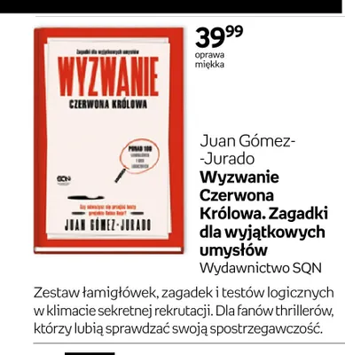Książka Wyzwanie Czerwona Królowa. Zagadki dla wyjątkowych umysłów promocja w Empik
