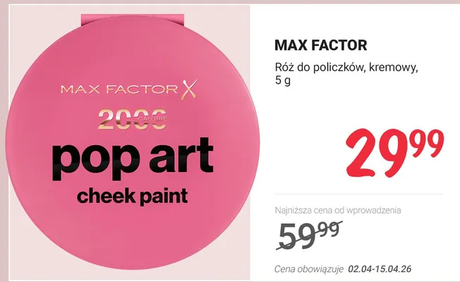 Róż do policzków, kremowy, pop art cheek paint promocja w Rossmann