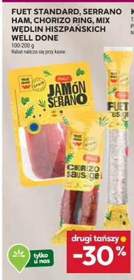 Fuet standard, serrano ham, chorizo ring, mix wędlin hiszpańskich promocja w Stokrotka