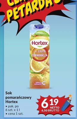 Sok pomarańczowy Hortex 100% promocja w Makro