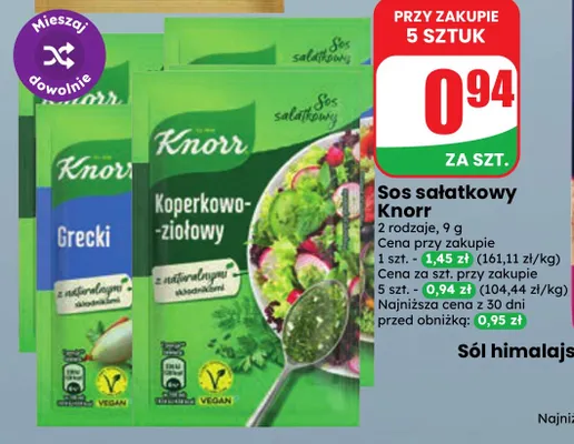 Sos sałatkowy koperkowo-ziołowy Knorr promocja w Dino