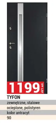 Drzwi TYFON zewnętrzne stalowe ocieplone polistyren kolor antracyt 90 promocja w Merkury Market