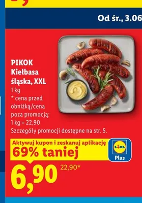 Kiełbasa śląska XXL Pikok promocja w Lidl