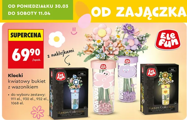 Klocki kwiatowy bukiet z wazonikiem promocja w Biedronka