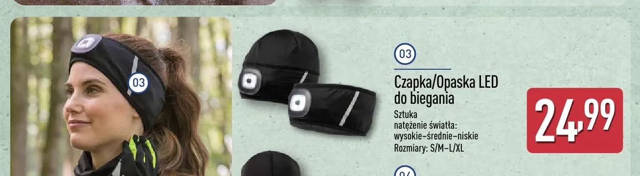 Opaska LED do biegania Crane promocja w Aldi