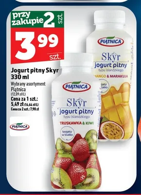 Jogurt pitny Skyr mango & marakuja Piątnica promocja w TOPAZ