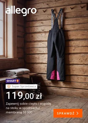 Spodnie narciarskie z membraną 10 000 promocja w Allegro
