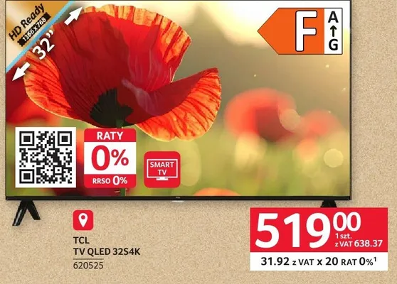 Telewizor QLED 32S4K TCL promocja w Selgros