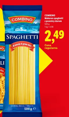 Makaron spaghetti z pszenicy durum Combino promocja w Lidl