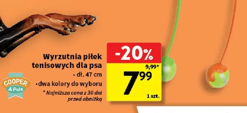 Wyrzutnia piłek tenisowych dla psa Cooper & Pals promocja w Intermarche