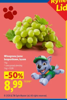 Winogrona jasne bezpestkowe Ryneczek Lidla promocja w Lidl