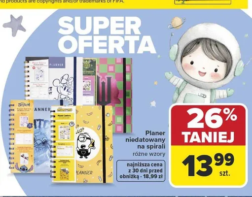 Planer niedatowany na spirali promocja w Carrefour