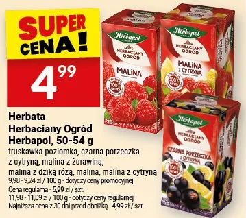 Herbata Herbaciany Ogród Herbapol czarna porzeczka z cytryną promocja w Twój Market