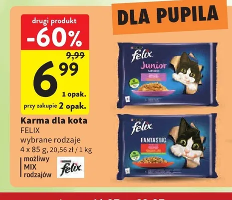 Karma dla kota Felix Fantastic 4-pak promocja w Intermarche