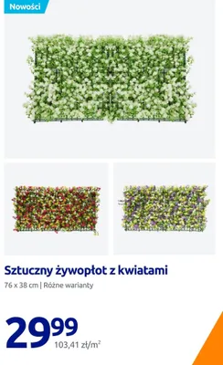 Sztuczny żywopłot z kwiatami 76x38 cm promocja w Action
